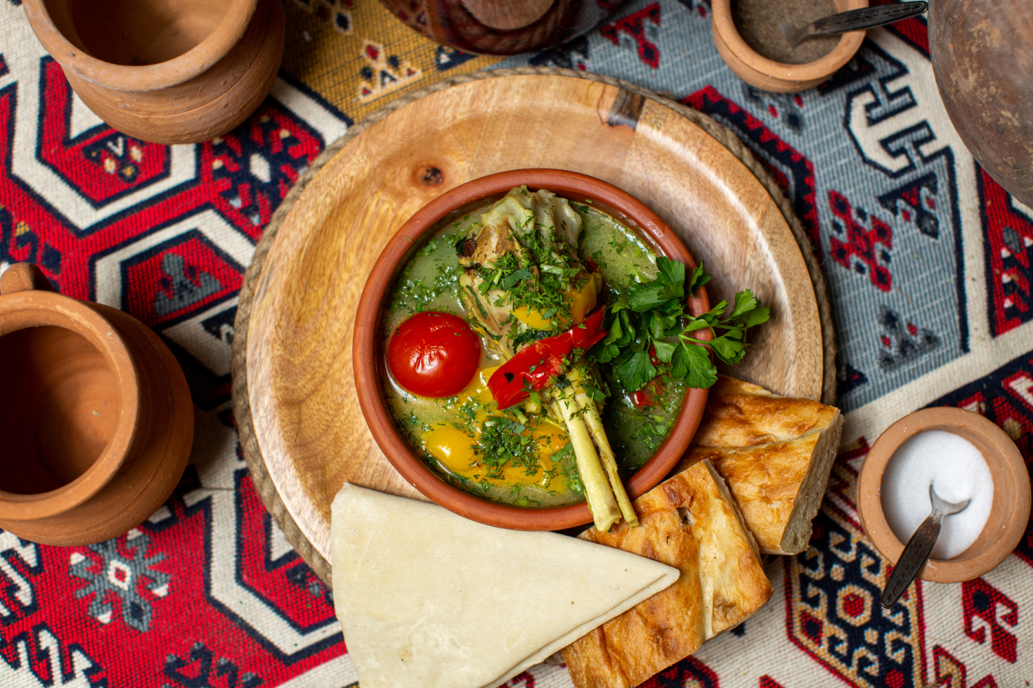 Kazakh traditional dish on a table